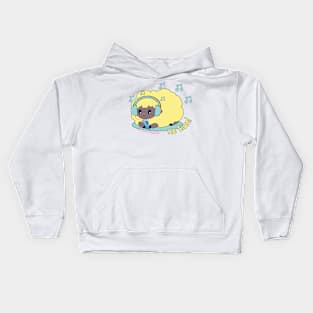 cute yellow sheep listening to music Kids Hoodie